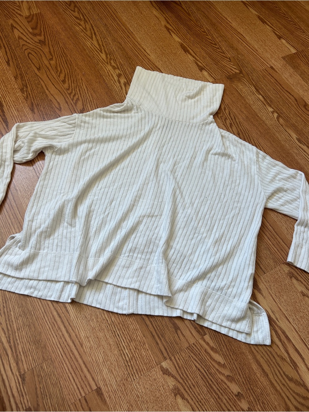 Maeve Turtleneck Ribbed Knit Sweater in Cream